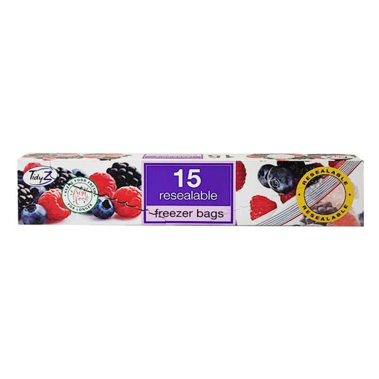 Tidy Z Freezer Bags Resealable 15 Pack